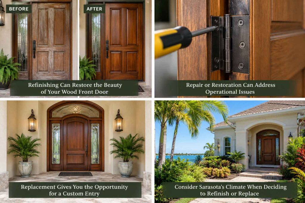refinish or replace wood front door