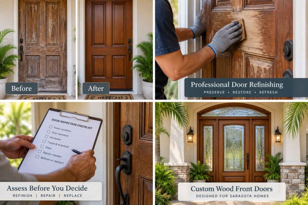 refinish or replace wood front door